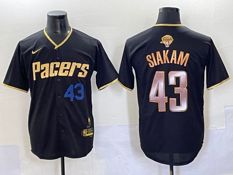 Men 2025 Indiana Pacers 43 Siakam Black Joint Name NBA Jersey style 2